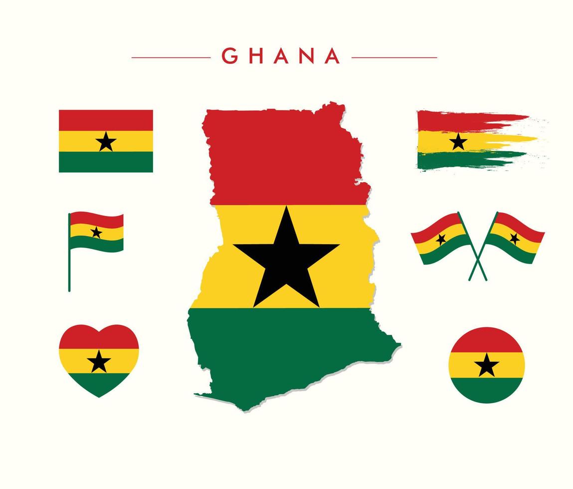 ghana vlag en kaart vector set