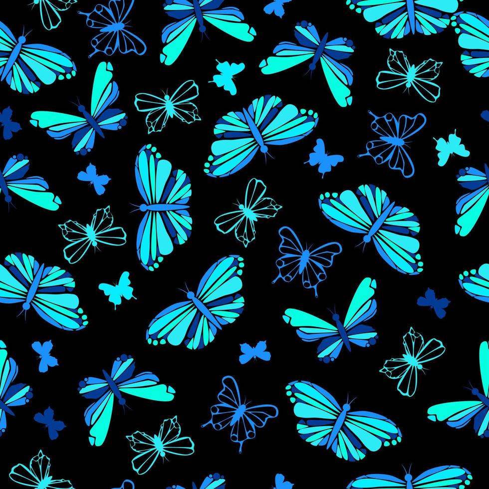 helder blauw vlinders naadloos patroon vector