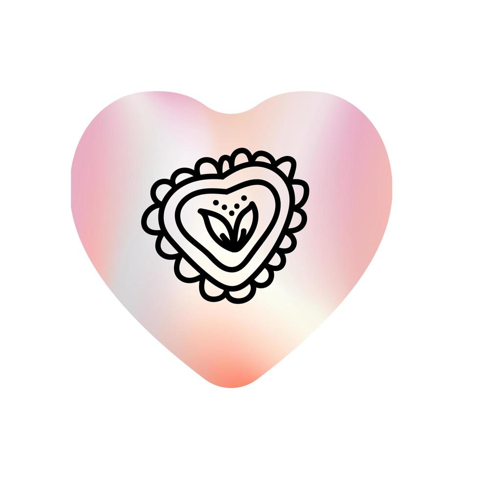 Valentijnsdag doodle pictogram cookies Valentijn hart. liefdesbericht voor liefdesdag. handgetekende illustratie voor web, banner, wenskaart, print, flyer, poster, vakantie-uitnodigingen vector