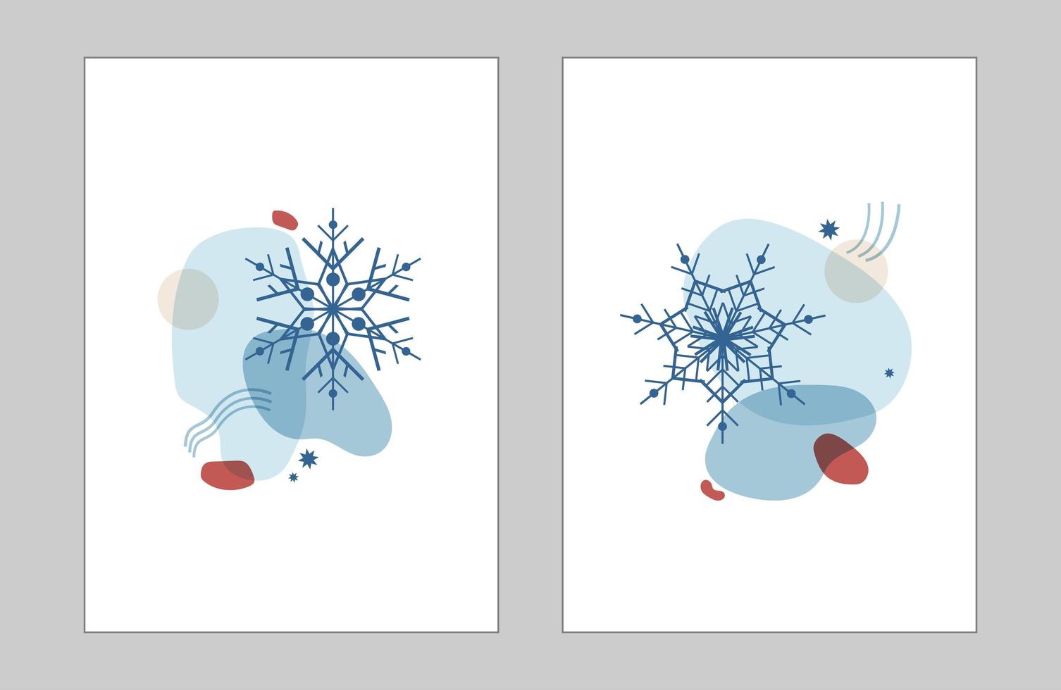 set abstracte winter illustratie van vormen en sneeuwvlokken in blauw met een rood. verticaal decor voor kaarten, posters, uitnodigingen, banners, sociale netwerken voor Kerstmis en Nieuwjaar. vector geïsoleerd