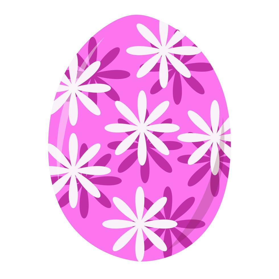 roze paasei met witte en karmozijnrode bloemen. vector