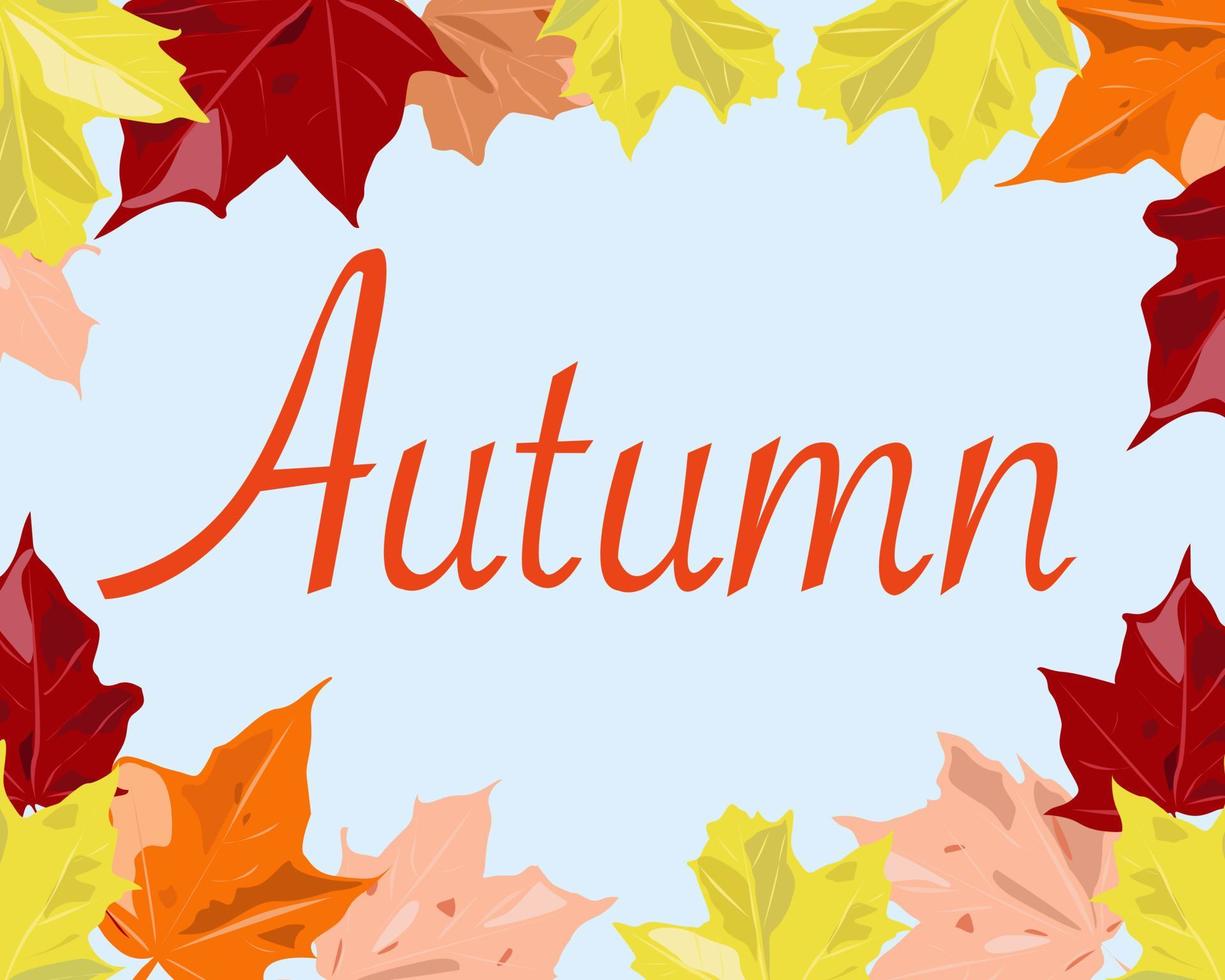 banner met de inscriptie herfst en esdoorn bladeren. vector