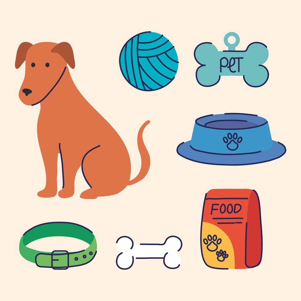 hond en dierenwinkel pictogrammen vector