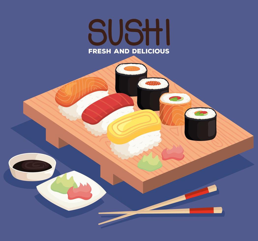 verse en heerlijke sushi vector