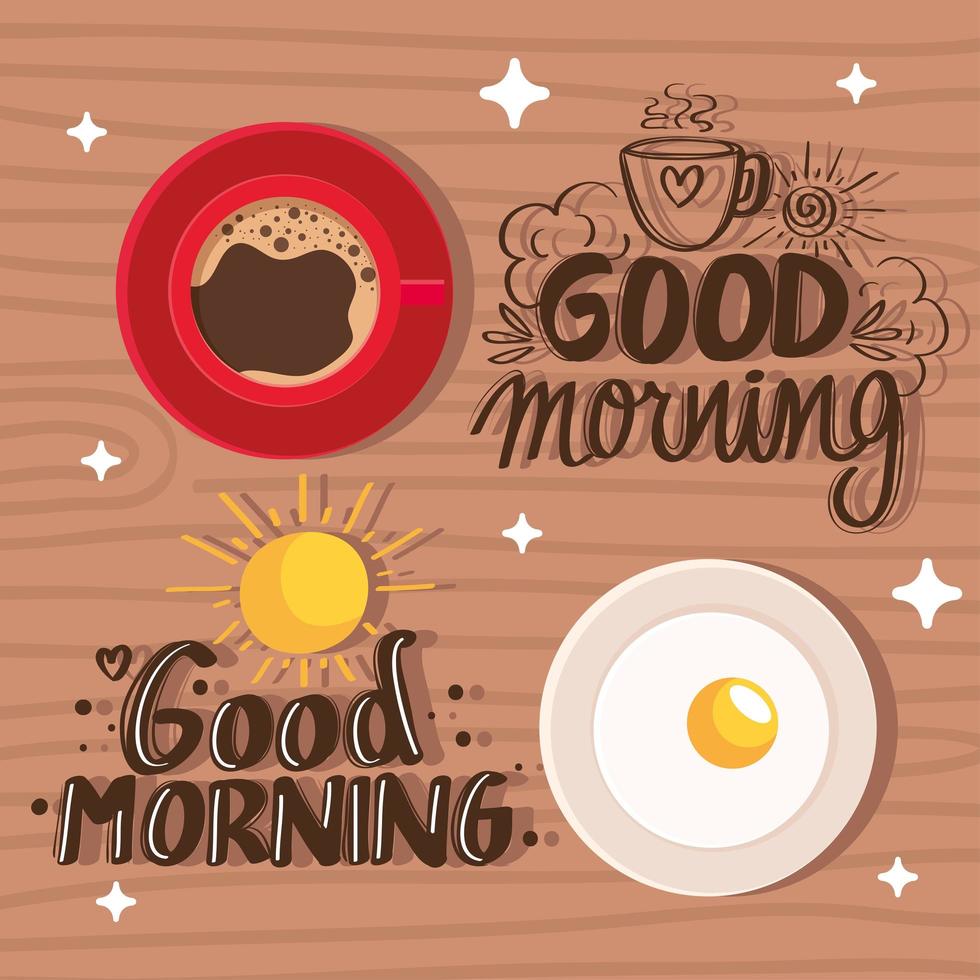 twee goedemorgen belettering vector