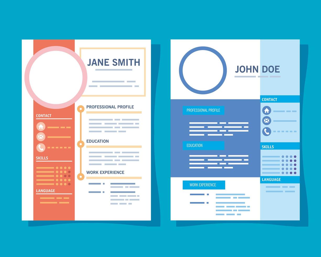 twee curriculum vitae-sjablonen vector