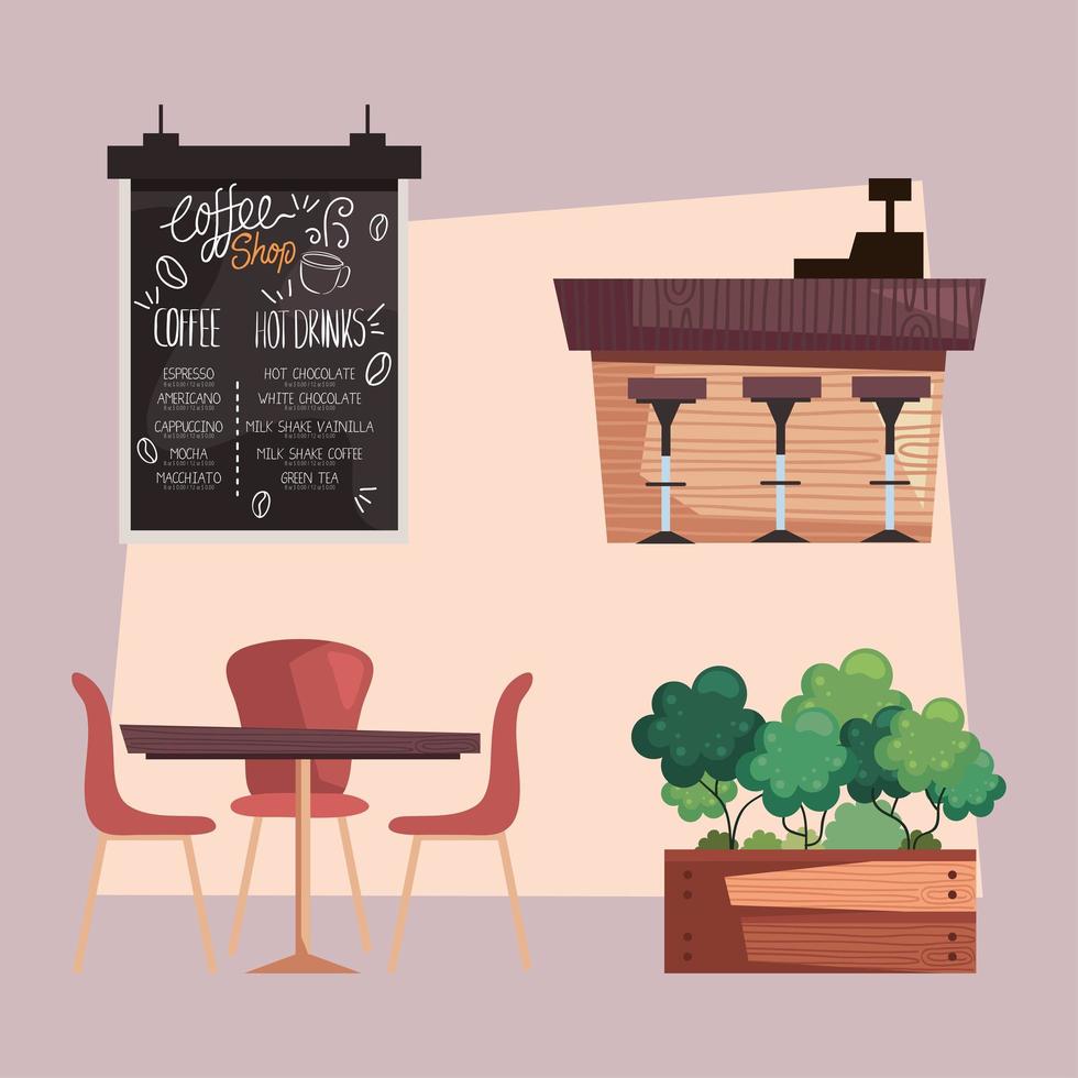 vier coffeeshoppictogrammen vector