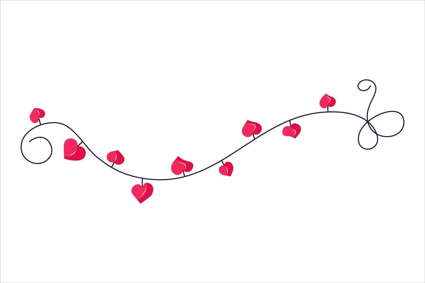 slinger voor Valentijnsdag met hart. romantische decoratie voor decoratie met strikken. vectorillustratie in platte handgetekende stijl. vector