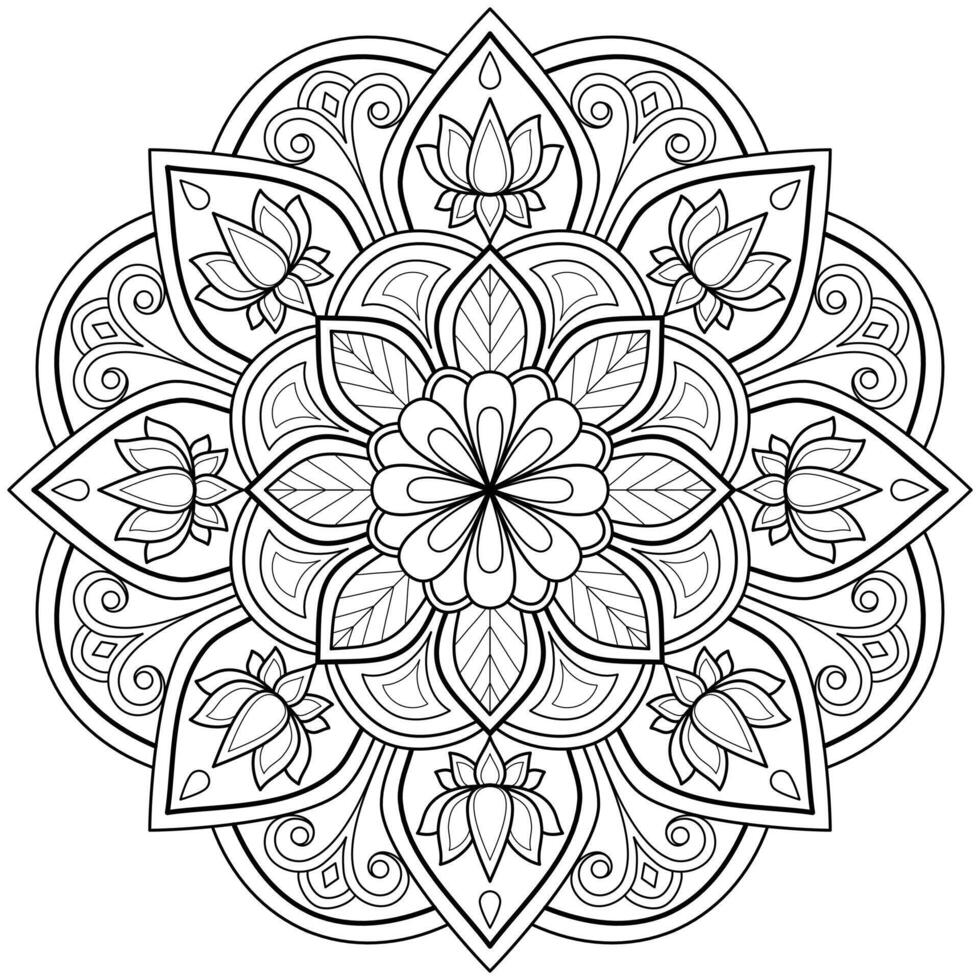 vector abstracte mandala patroon. kunst aan de muur. kleurboek kantpatroon de tatoeage. ontwerp voor een behangverf overhemd en tegelstickerontwerp, decoratief cirkelornament in etnisch oosterse stijl