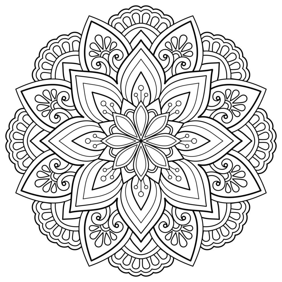 vector abstracte mandala patroon. kunst aan de muur. kleurboek kantpatroon de tatoeage. ontwerp voor een behangverf overhemd en tegelstickerontwerp, decoratief cirkelornament in etnisch oosterse stijl