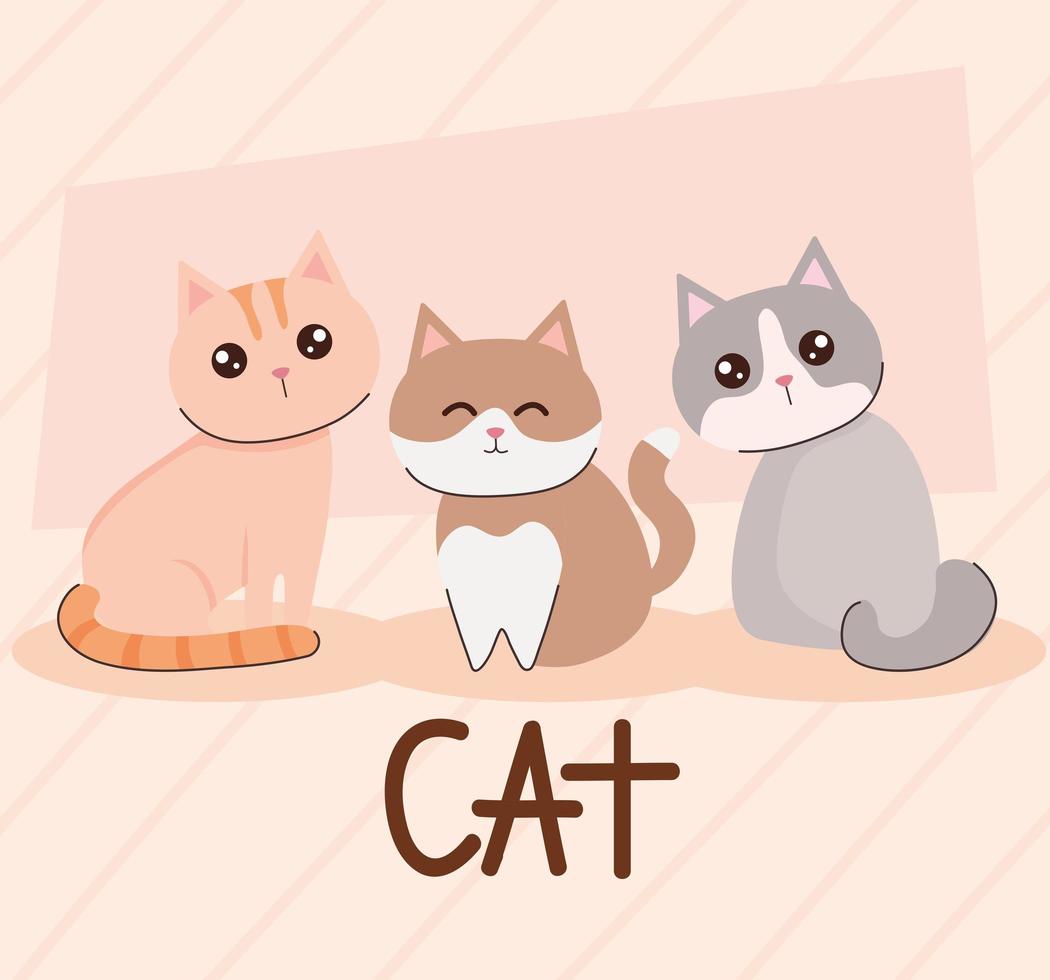 schattige katten in groep vector
