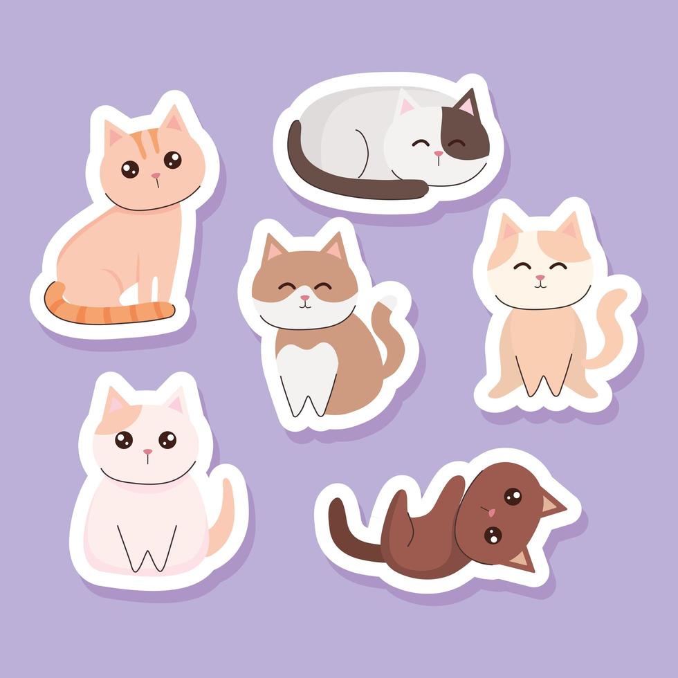 stickers van schattige katten vector