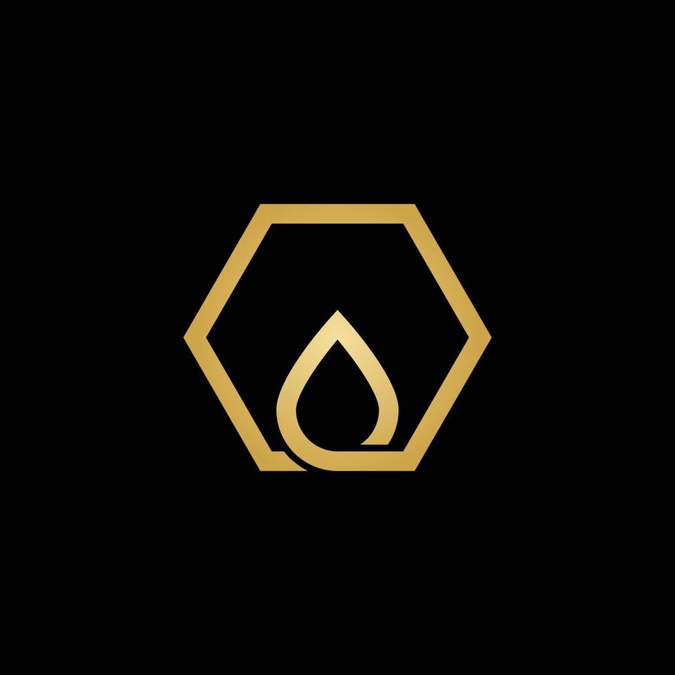 luxe zeshoekige druppel of olie-logo vector