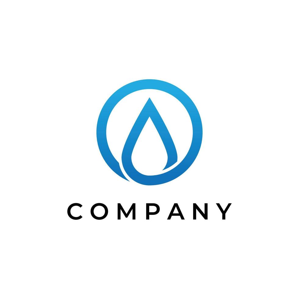 blauwe druppel of letter o drop logo-ontwerp vector