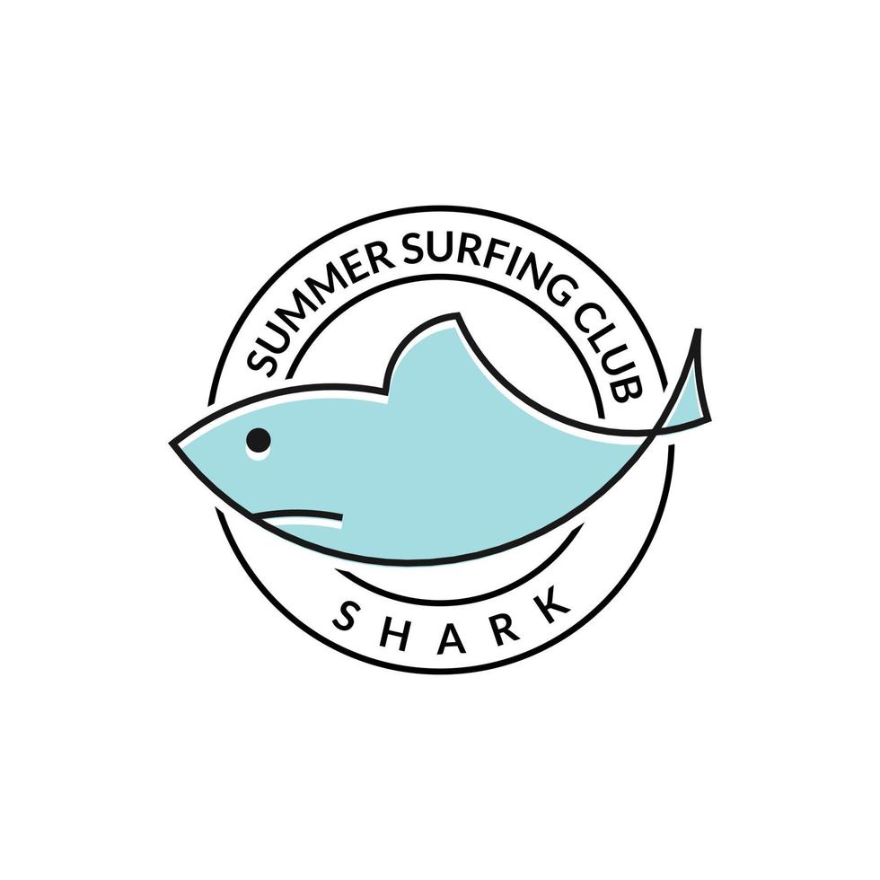 haai zomer surfen club logo ontwerp vector