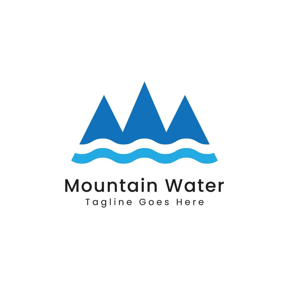 blauw bergwater logo ontwerp vector