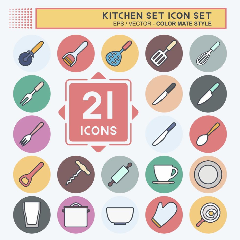 icon set keuken set - eenvoudige illustratie, bewerkbare beroerte vector