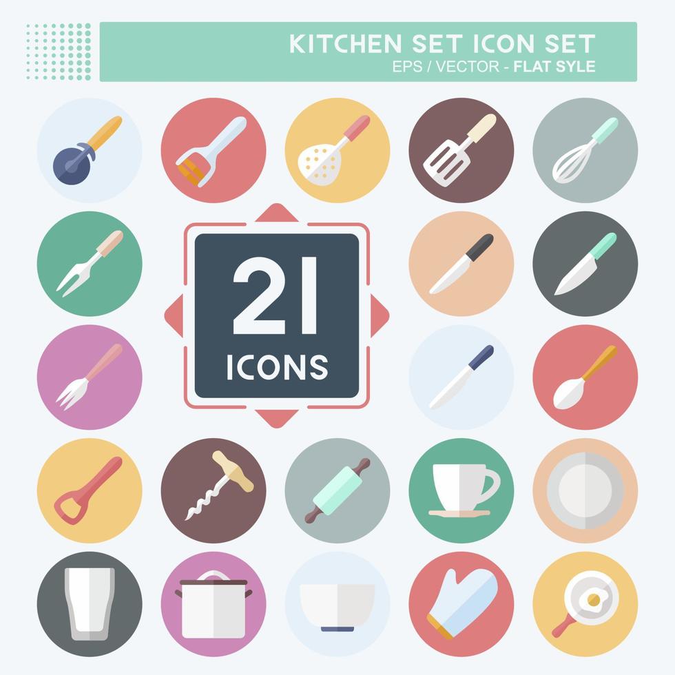 icon set keuken set - eenvoudige illustratie, bewerkbare beroerte vector