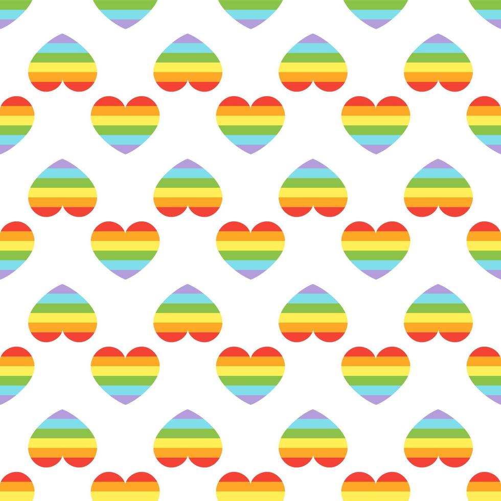 vector trots doodle naadloze patroon. LGBT-harten met regenboog. homoparade, symbool van lgbtq-rechten. achtergrond, inpakpapier, zaksjabloon, geïsoleerde afdruk op wit