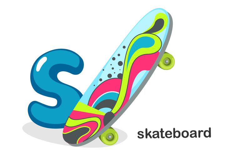 S voor skateboard vector