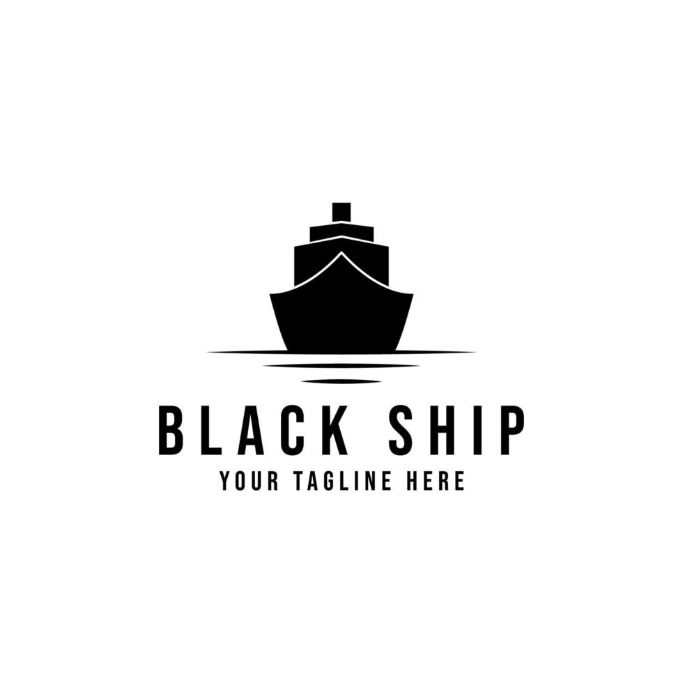 zwart schip logo ontwerp pictogram vector