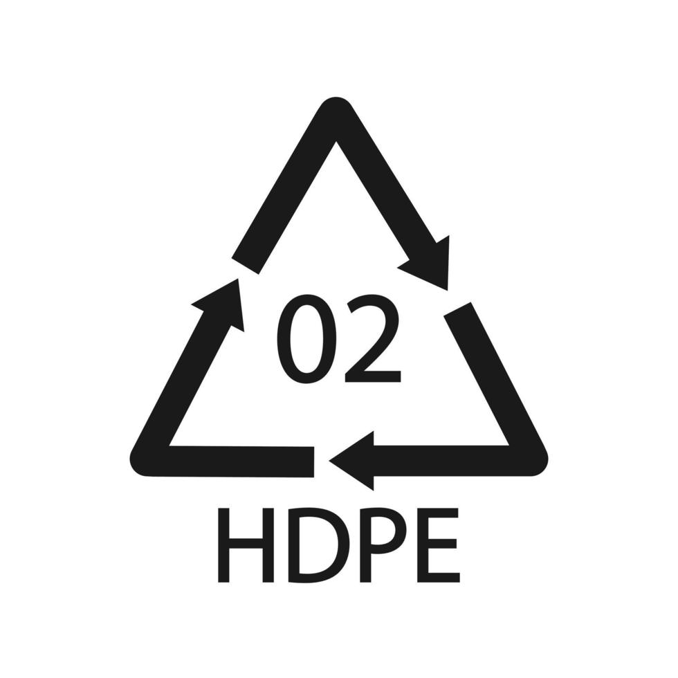 hdpe 02 recyclingcode symbool. plastic recycling vector polyethyleen teken.