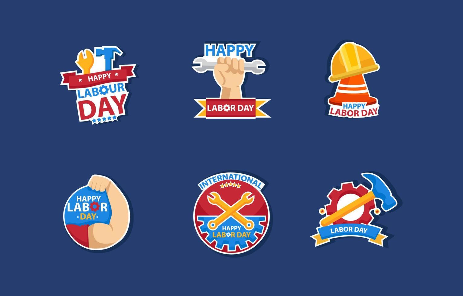 gelukkige dag van de arbeid stickerset vector