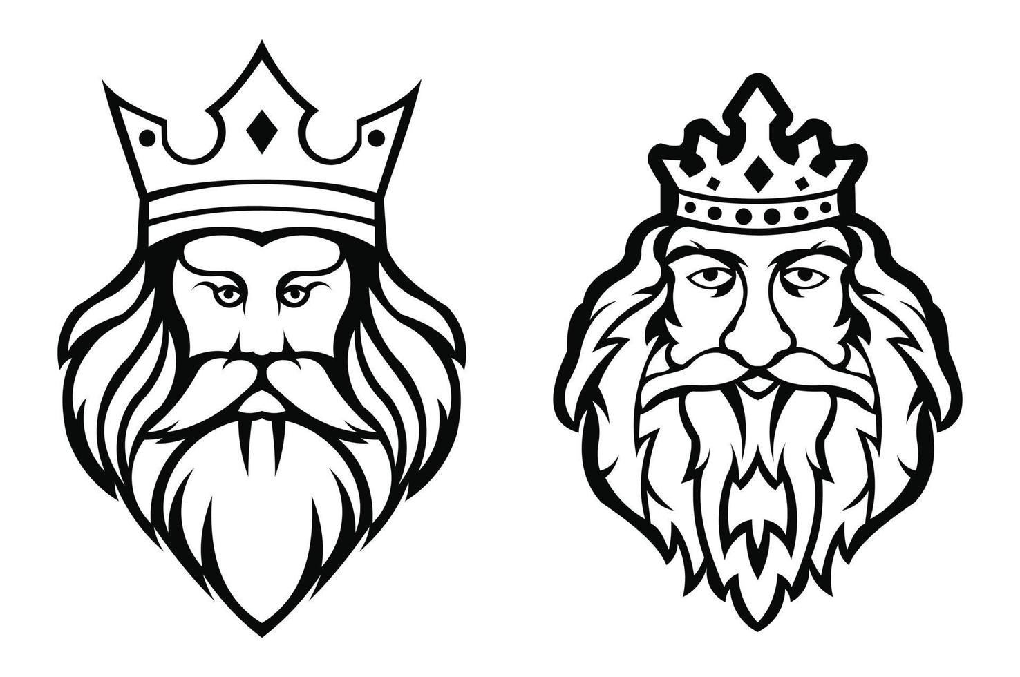 bebaarde koning logo.king man, ontwerpelement voor teken, badge, t-shirt, poster. vector