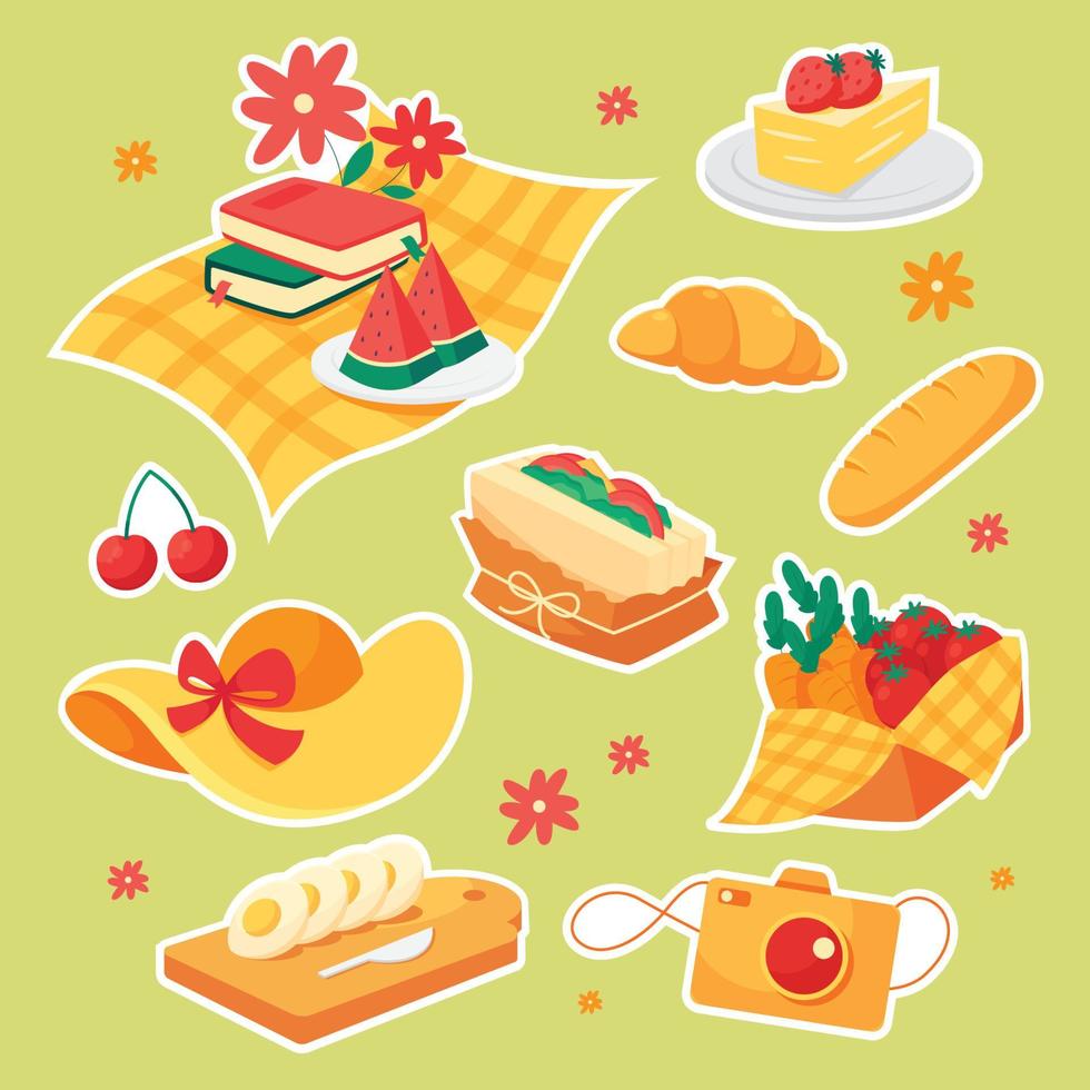 picknick elementen sticker vector