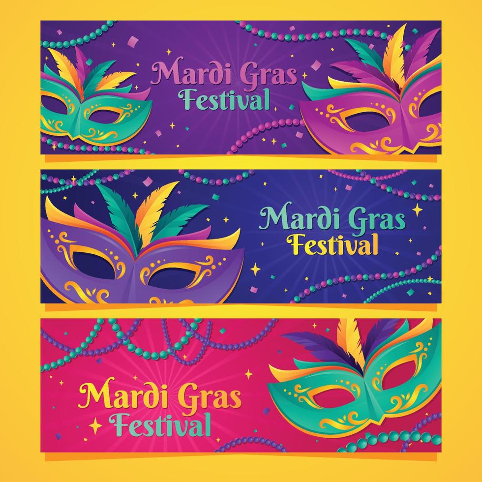 mardi gras masker en kralen banner vector