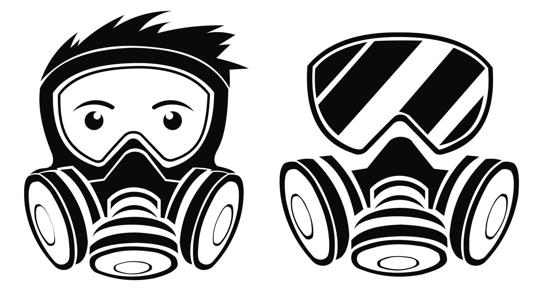 radioactiviteit met gasmasker, vervuiling en gevaar, gasmasker grunge. radioactief teken. radioactief gevaar. vector