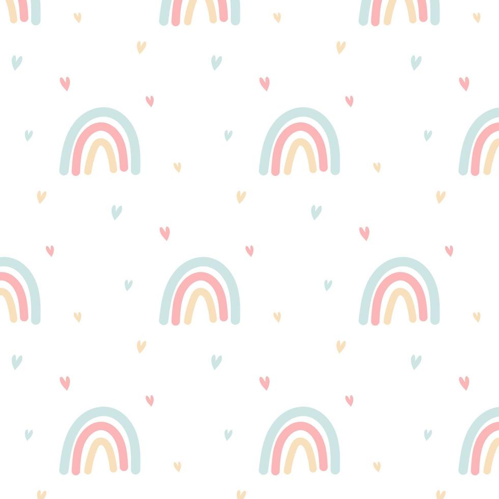 naadloos patroon met boho pastel regenboog en harten. vector