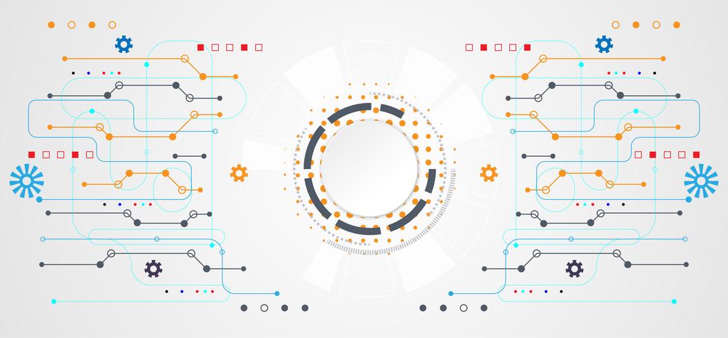 abstracte technologie concept cirkel wit digitaal op hi-tech witte grijze achtergrond vector