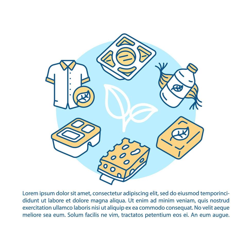 geen afvalproducten, vectorsjabloon voor artikelpagina's. brochure, tijdschrift, boekje ontwerpelement met lineaire pictogrammen en tekstvakken. afvalbeheer. print ontwerp. conceptillustraties met tekstruimte vector