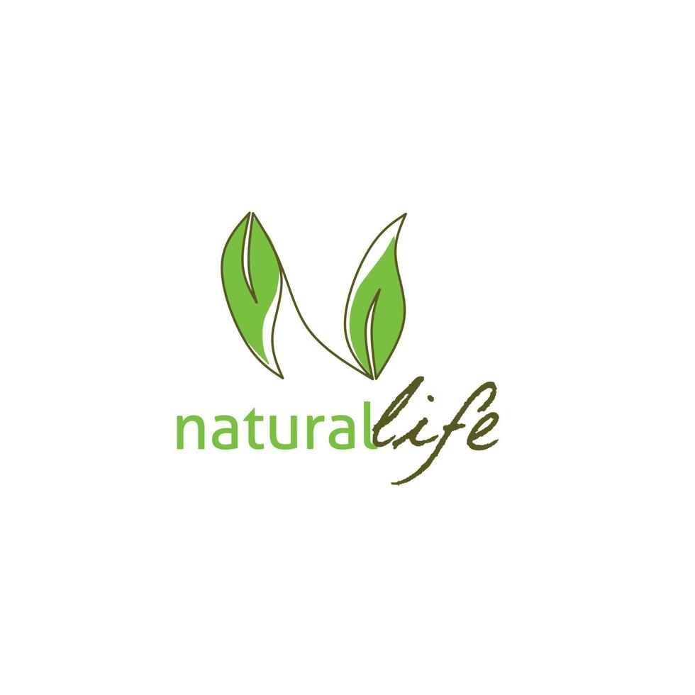 letter n voor groenten, vinkje tips voor logo-ontwerp met natuurlijke bladeren en planten vector