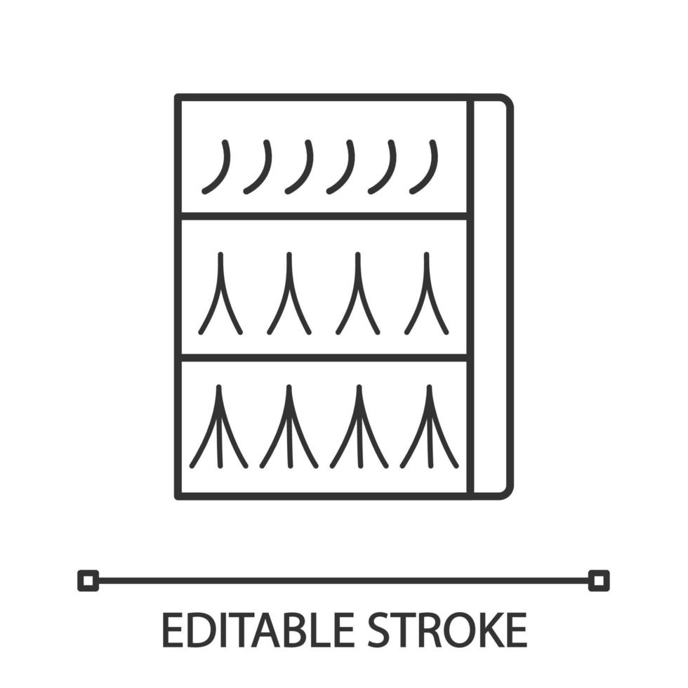 wimper extensie verpakking lineaire pictogram. dunne lijn illustratie. individuele, flare valse wimpers. enkele, 2d, 3d volume wimpers pack. contour symbool. vector geïsoleerde overzichtstekening. bewerkbare streek