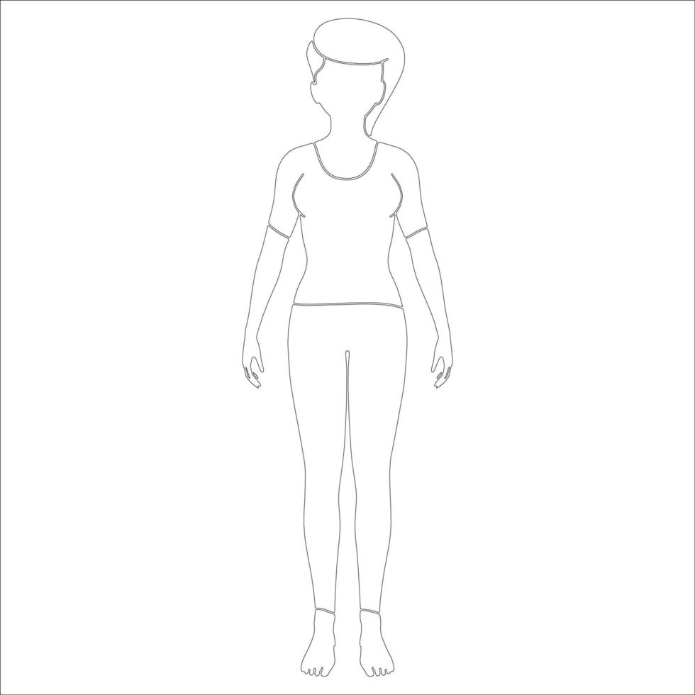 vrouwen in staande pose karakter schets illustratie op witte achtergrond. vector
