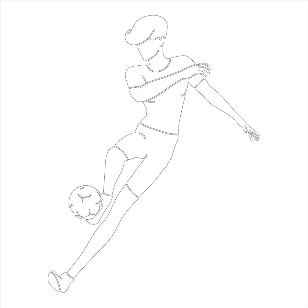 voetbal karakter schets illustratie op witte achtergrond. vector