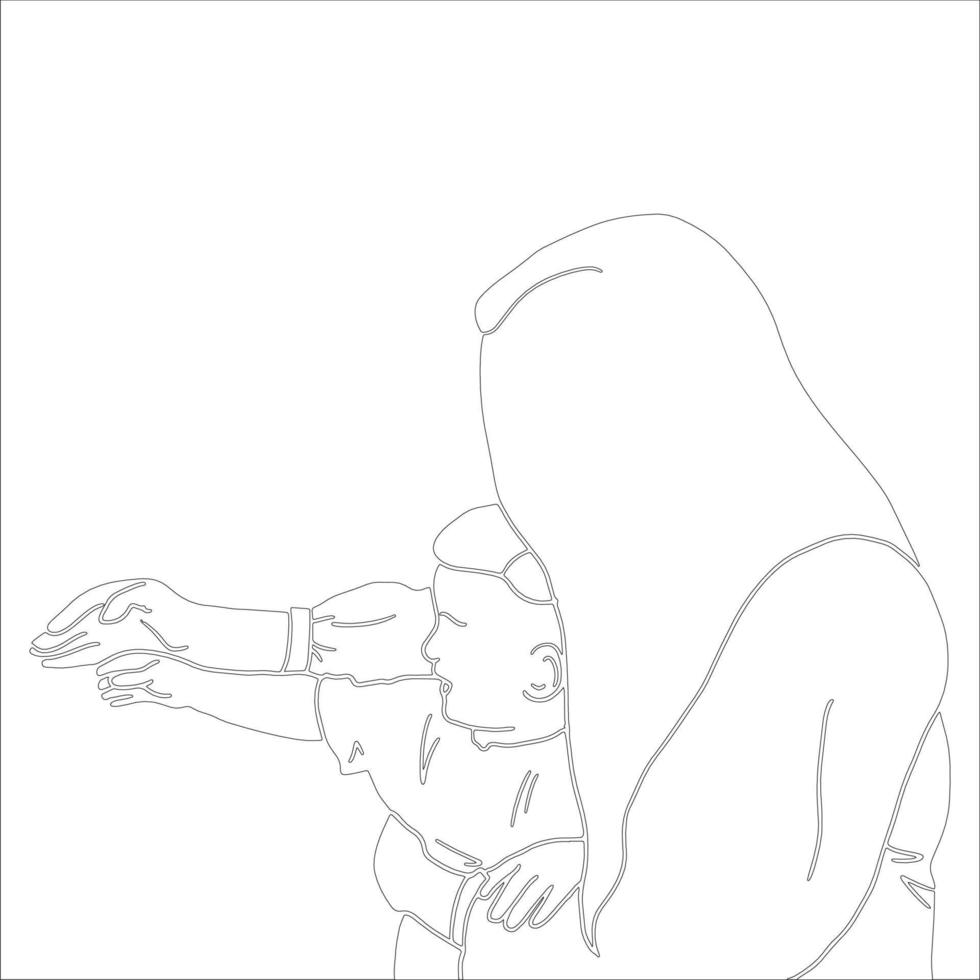 moeder en kind karakter schets illustratie op witte achtergrond. vector