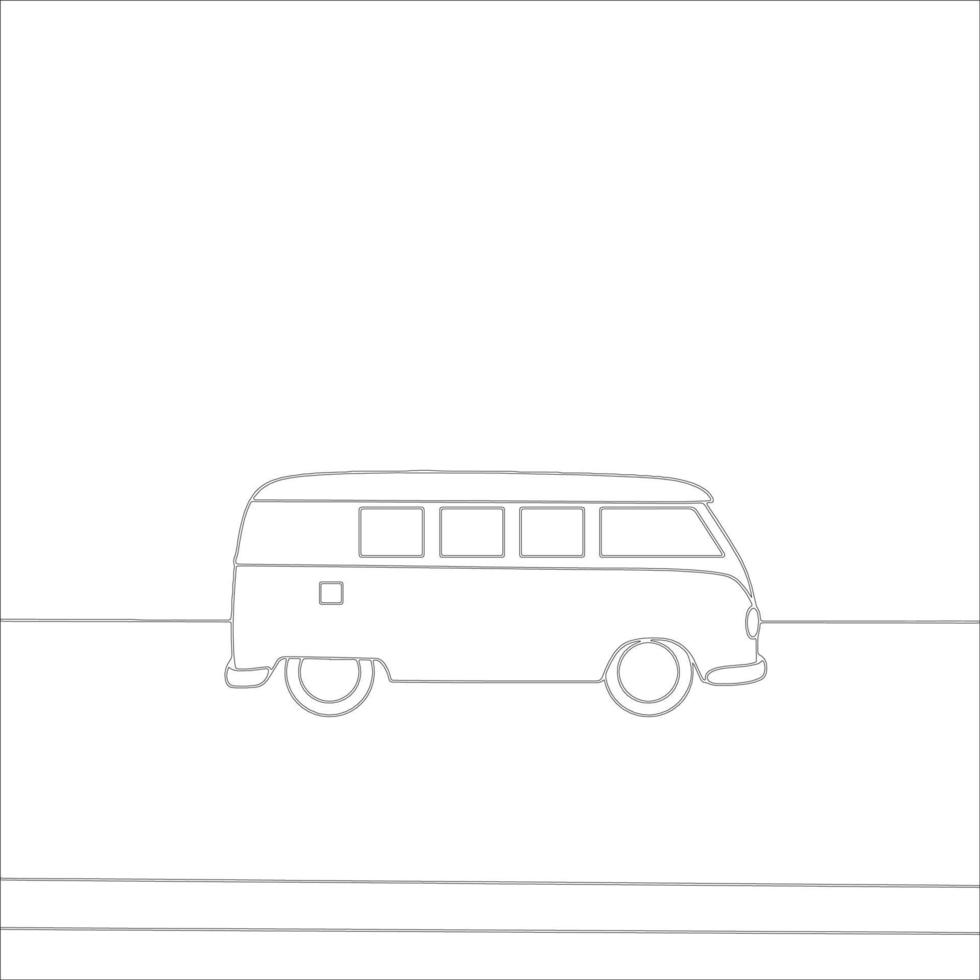 mini bus reizen alleen overzicht illustratie op witte achtergrond. vector