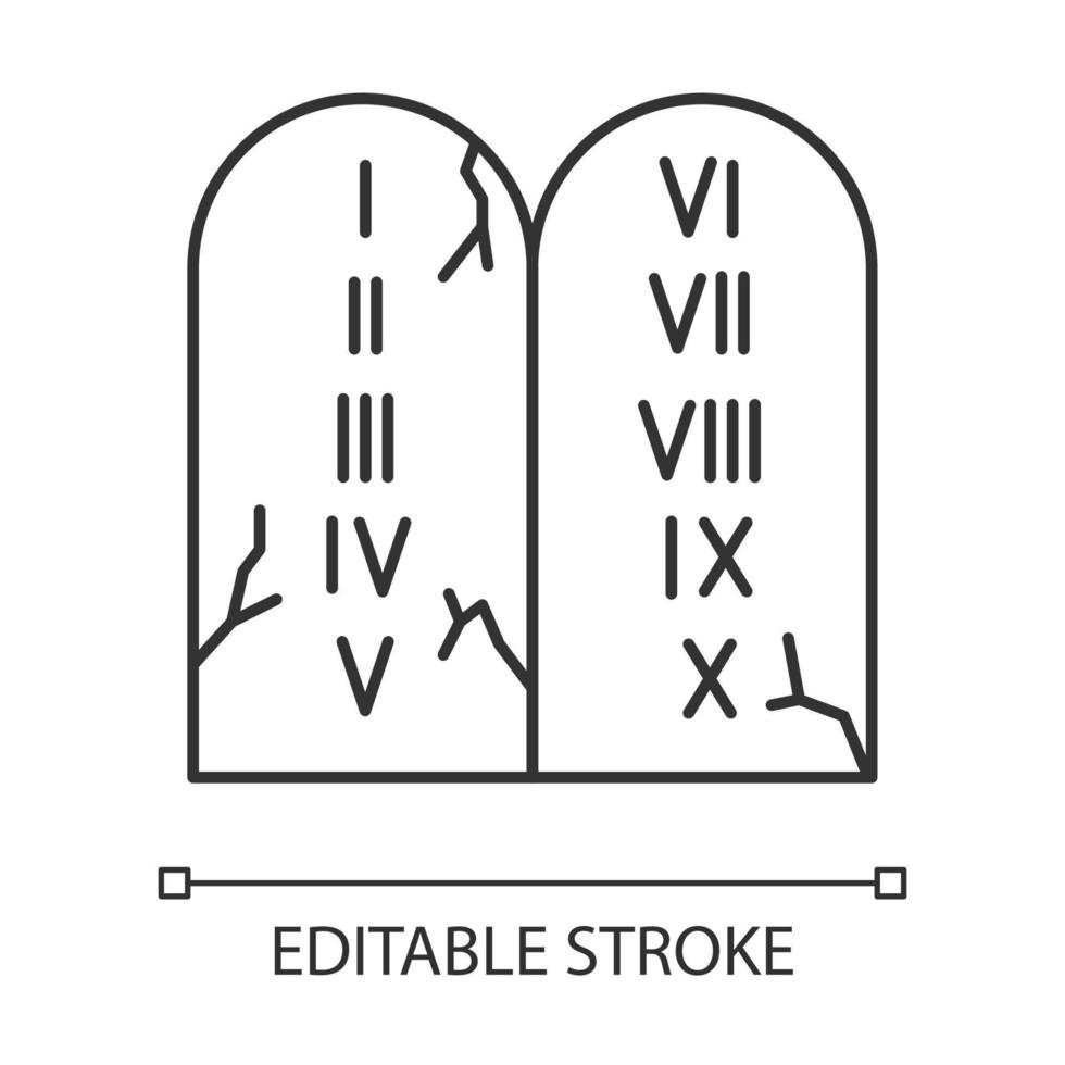 tien geboden Bijbelverhaal lineaire pictogram. Bijbelse wetten geschreven op stenen tafelen. religieuze legende. dunne lijn illustratie. contour symbool. vector geïsoleerde overzichtstekening. bewerkbare streek