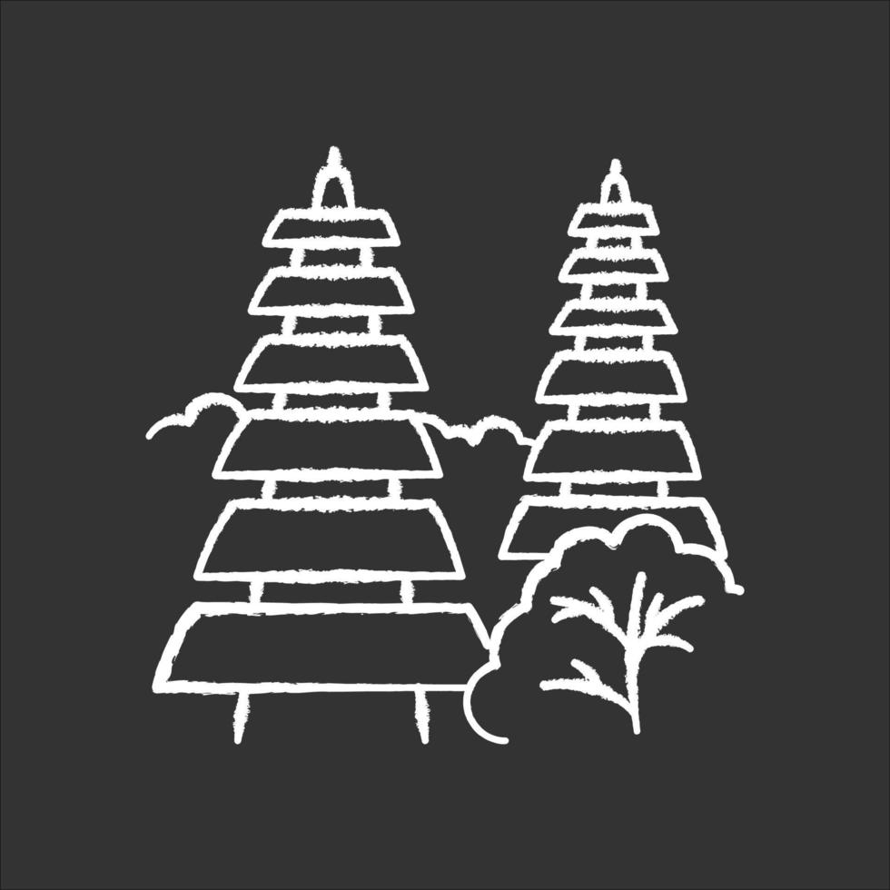 pura tanah veel tempel in bali krijt icoon. Indonesische toeristische bestemmingen en religieuze plaatsen. hindoeïstische tempel met traditioneel balinese grasdak. geïsoleerde vector schoolbordillustratie