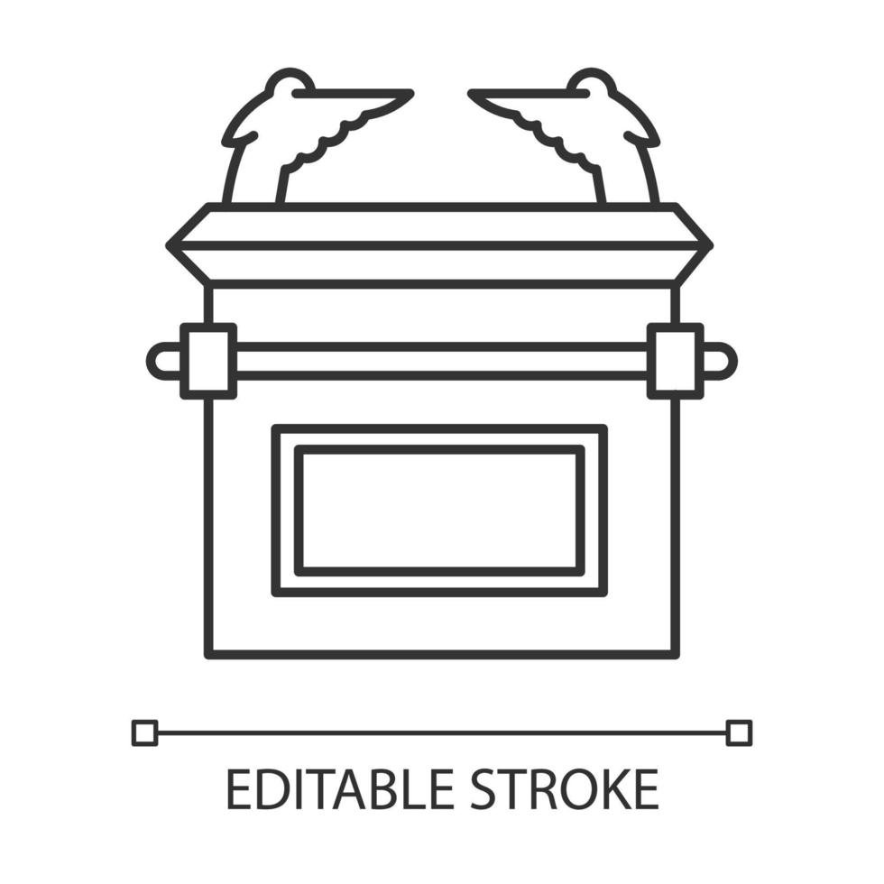 ark van het verbond lineaire pictogram. bijbel verhaal. gouden ark van god en getuigenis. christelijke religie, plot van de heilige boekscène. bijbels verhaal. vector geïsoleerde overzichtstekening. bewerkbare streek