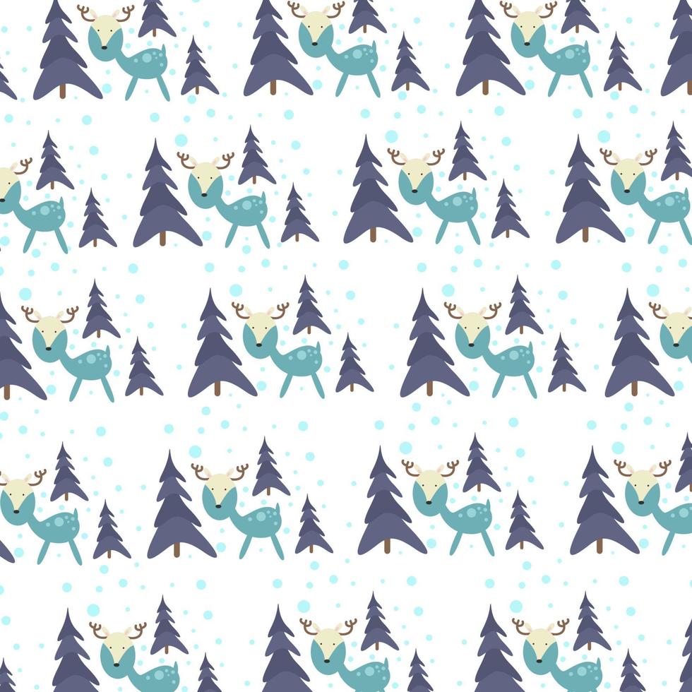 winter kerstboom patroon met rendieren vectorillustratie vector