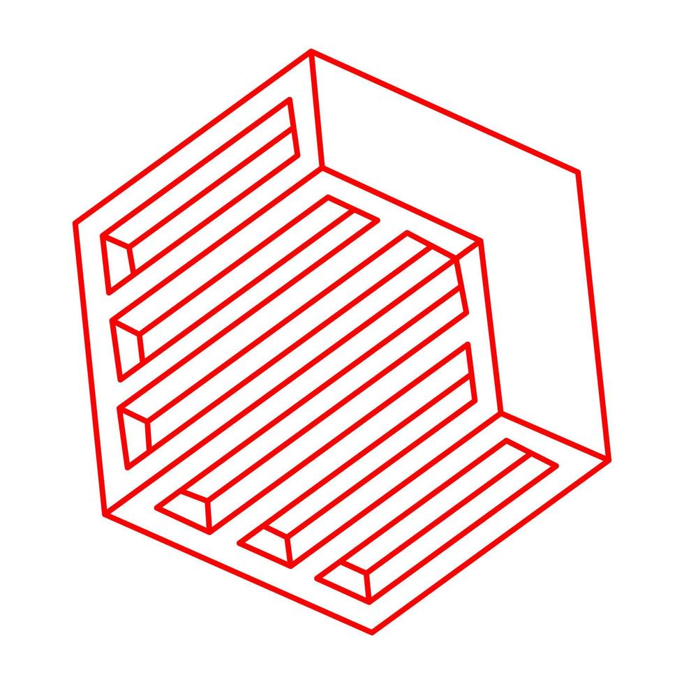 onmogelijke kubus. lijn ontwerp. onmogelijke vormen. optische illusie objecten. optische kunst. geometrische figuren. escher-paradox. lijn kunst. vector