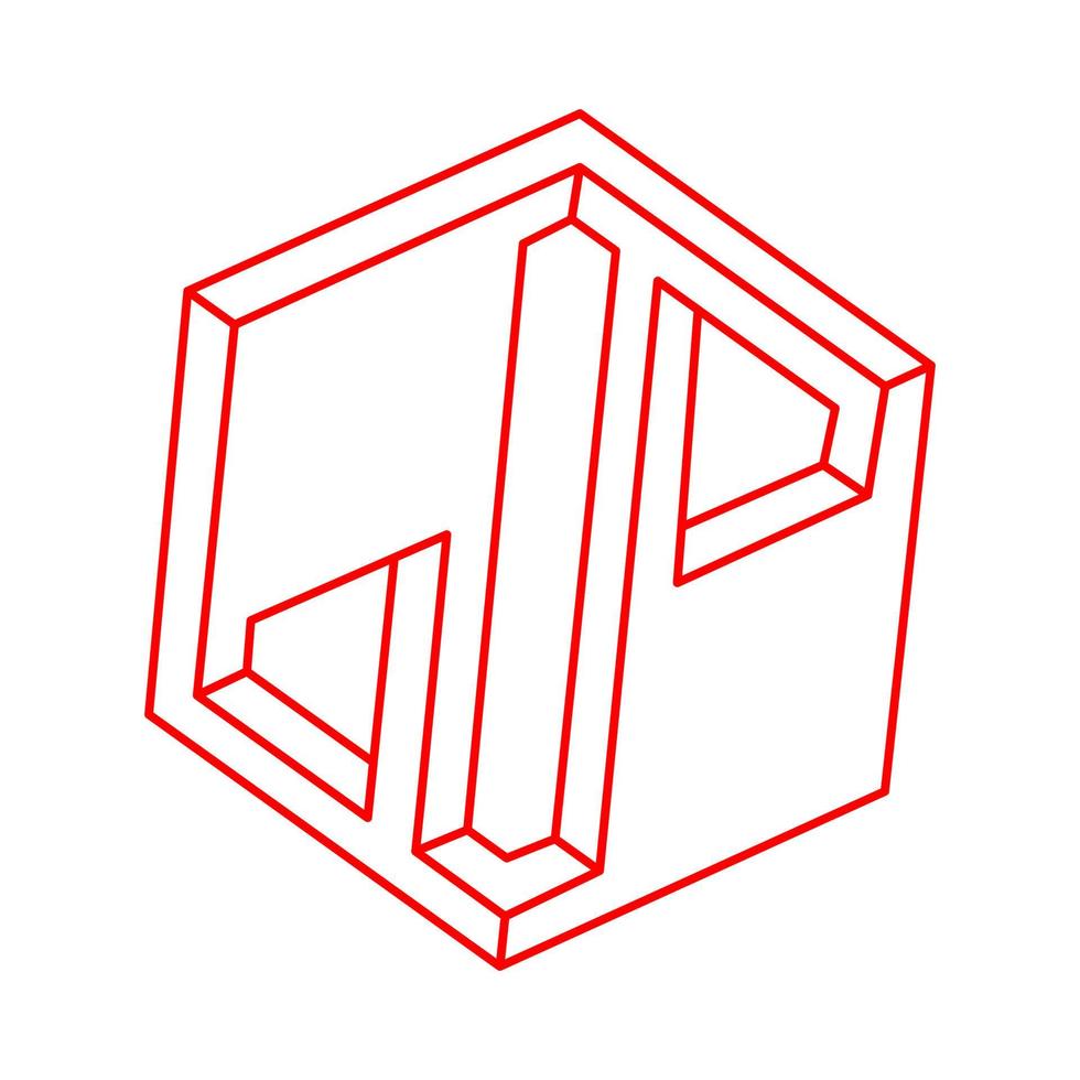 onmogelijke optische illusievormen. logo. optisch kunstobject. onmogelijke figuur. heilige geometrie. vector