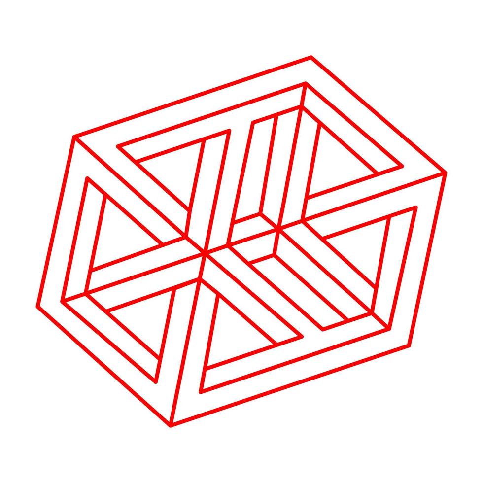 onmogelijke vormen. logo. heilige geometrie. optische illusie. abstract eeuwig geometrisch object. onmogelijke eindeloze omtrek. lijn kunst. optische kunst. onmogelijke geometrie vorm op een witte achtergrond. vector