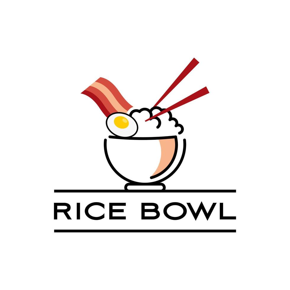 rijstkom label met chop stick illustratie vector