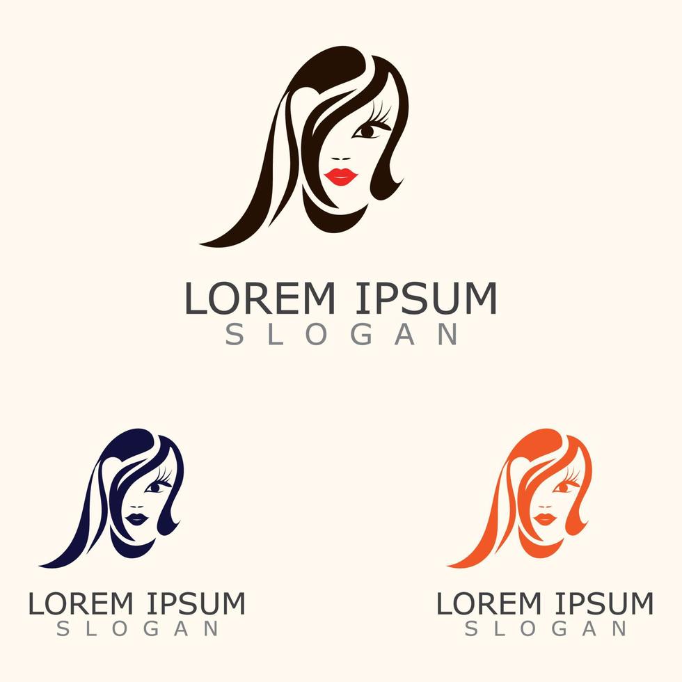 vector van mooie vrouw gezicht logo, vrouwen pictogram op witte achtergrond