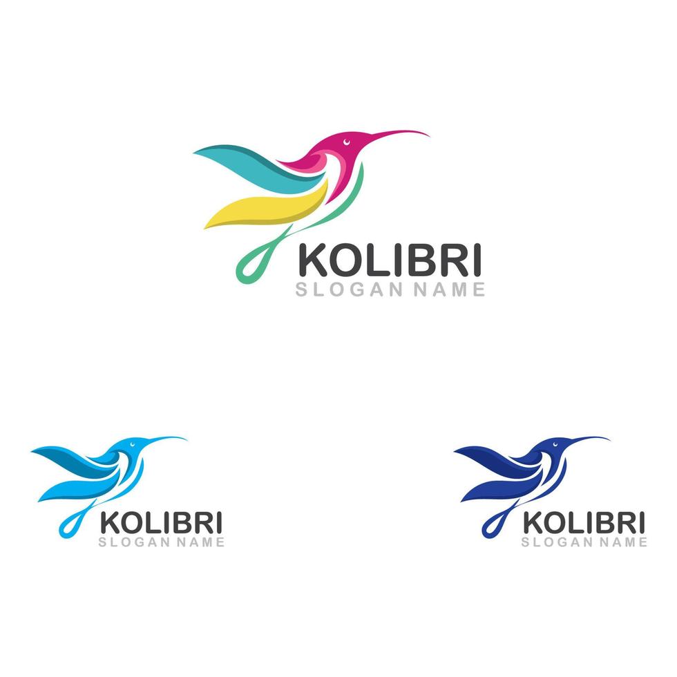 abstracte kleurrijke kolibrie colibri vogel logo lijn overzicht monoline vector